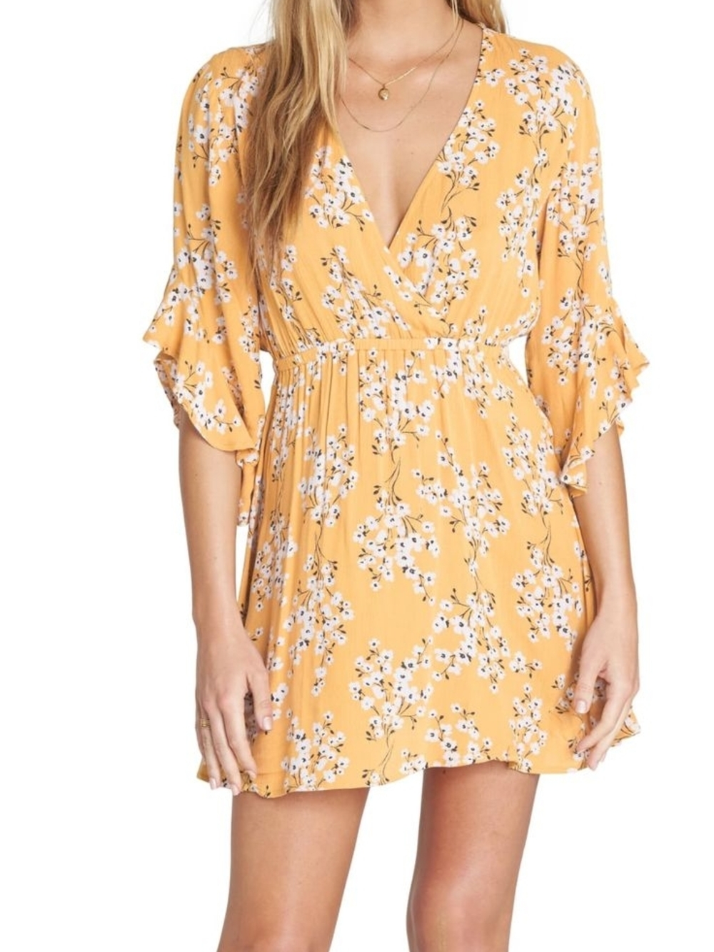 Billabong Love Light Floral Mini Dress with Cherry Blossom Print